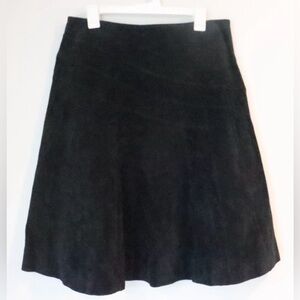 A.M.I. Leather Suede A Line Flare Skirt Black BOHO Western size 14